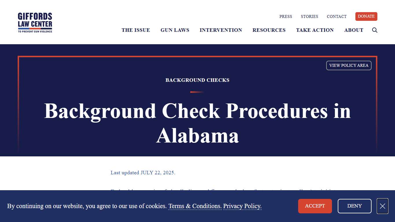 Background Check Procedure Laws in Alabama Giffords