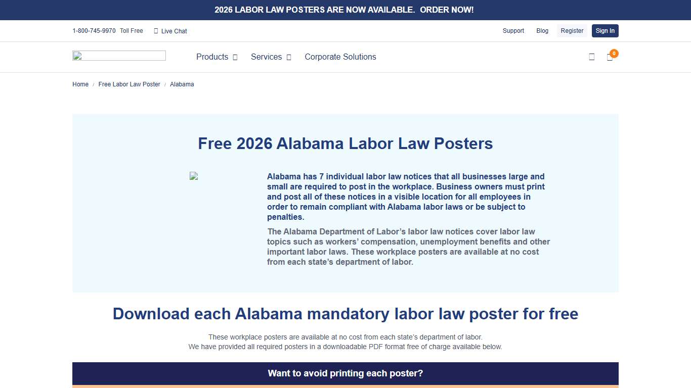 Free 2026 Alabama Labor Law Posters Labor Law Center
